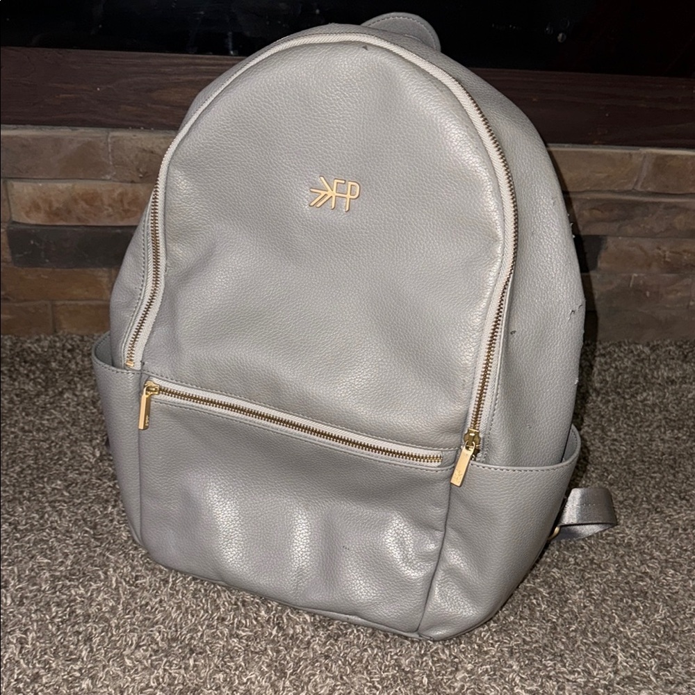 Freshly Picked Gray Backpack/Diaperbag with Gold Accents